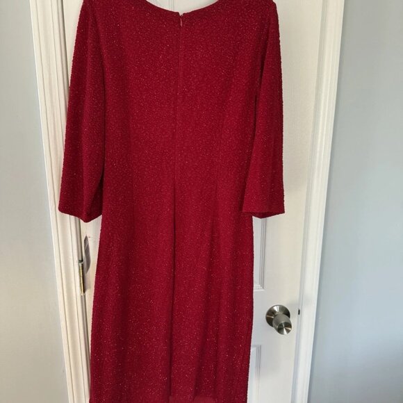 Alex Evenings Keyhole Glitter Jacquard Knit Dress, Plus Size 18, RED, NWT - Picture 8 of 11